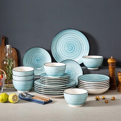 Sky Blue Stoneware Ceramic Dinnerware Set for 4 8 12